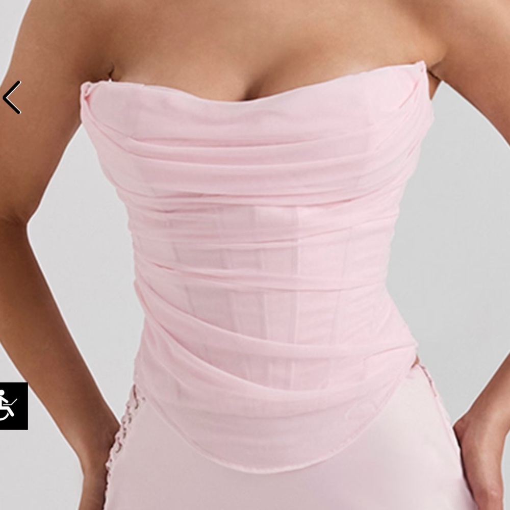 Georgie Mesh Strapless Corset Top Pink